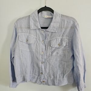 Light Blue Utility Jacket with‎ Cropped Design